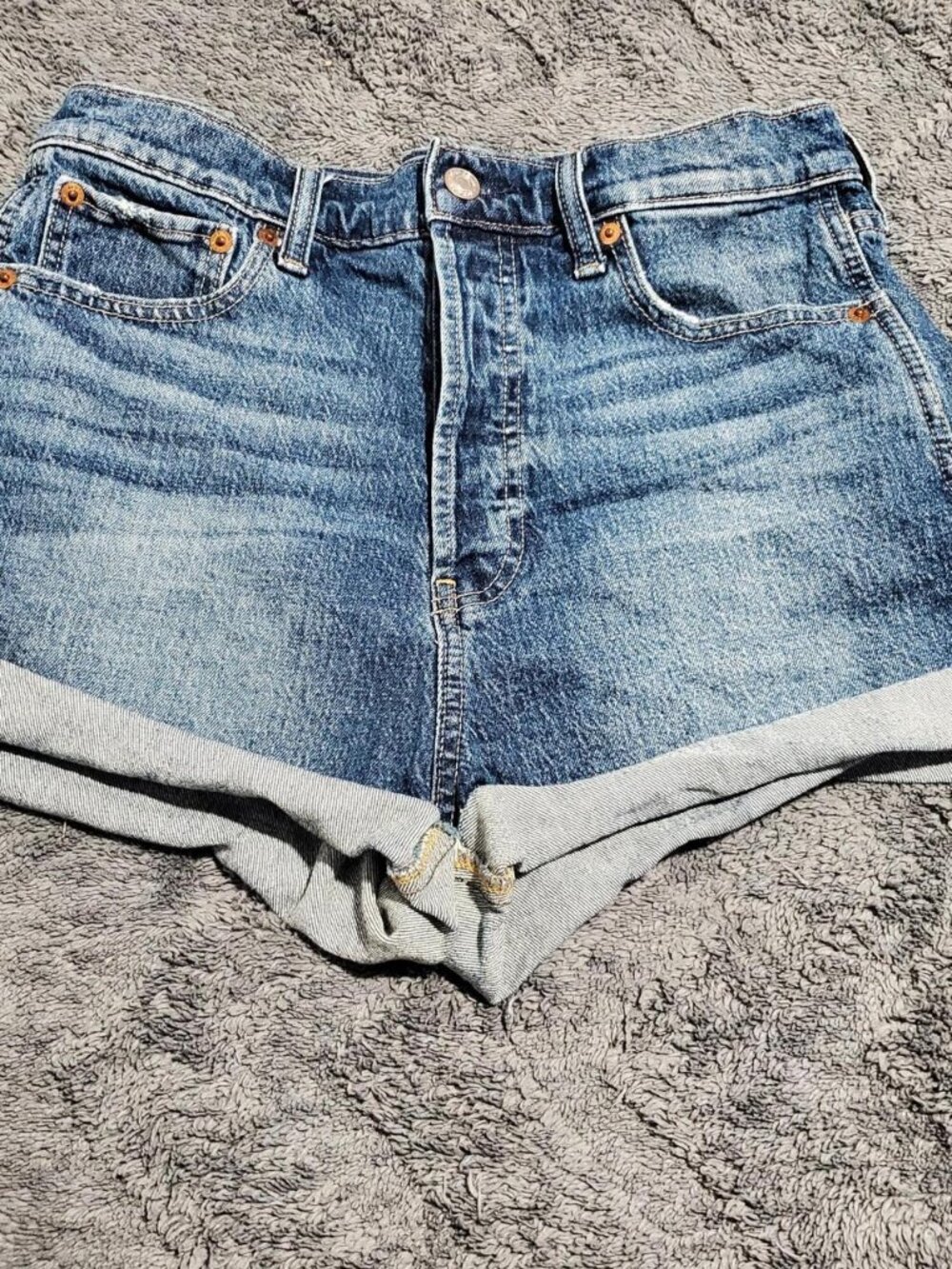 GAP Denim Sky High Cheeky Shorts - Size 29 / 8R Medium Wash Blue